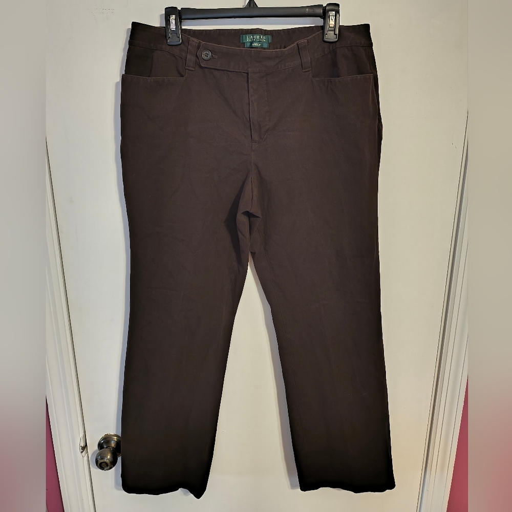 Ralph Lauren Women's Size 14 Chocolate Brown Dress Pants Straight Leg Trousers